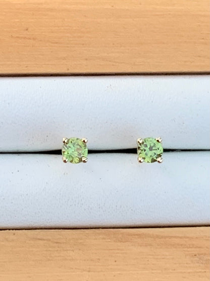 Green Australian Sapphire Earrings ~ 3mm Gold Studs