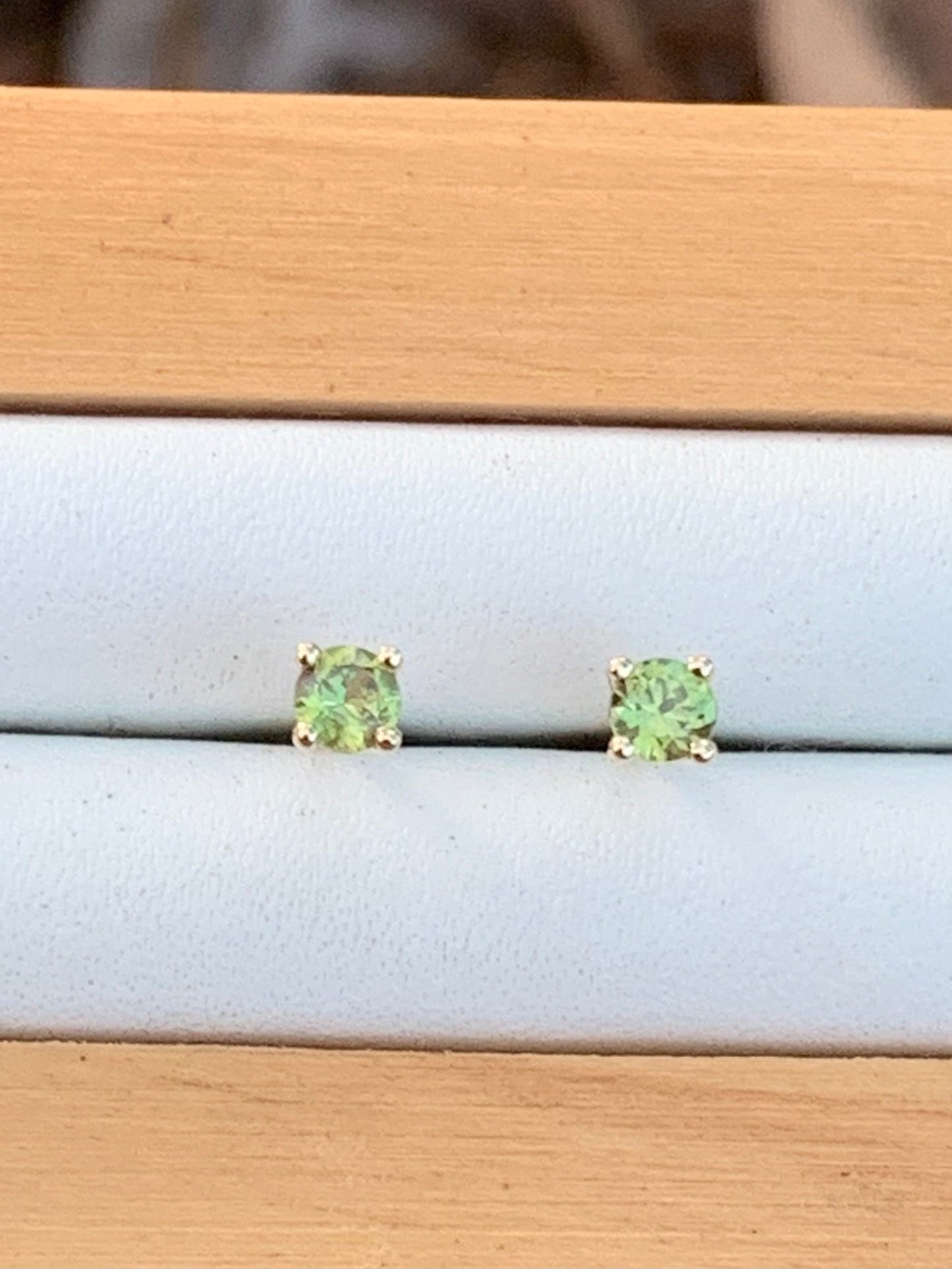 Green Australian Sapphire Earrings ~ 3mm Gold Studs