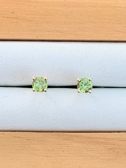 Green Australian Sapphire Earrings ~ 3mm Gold Studs