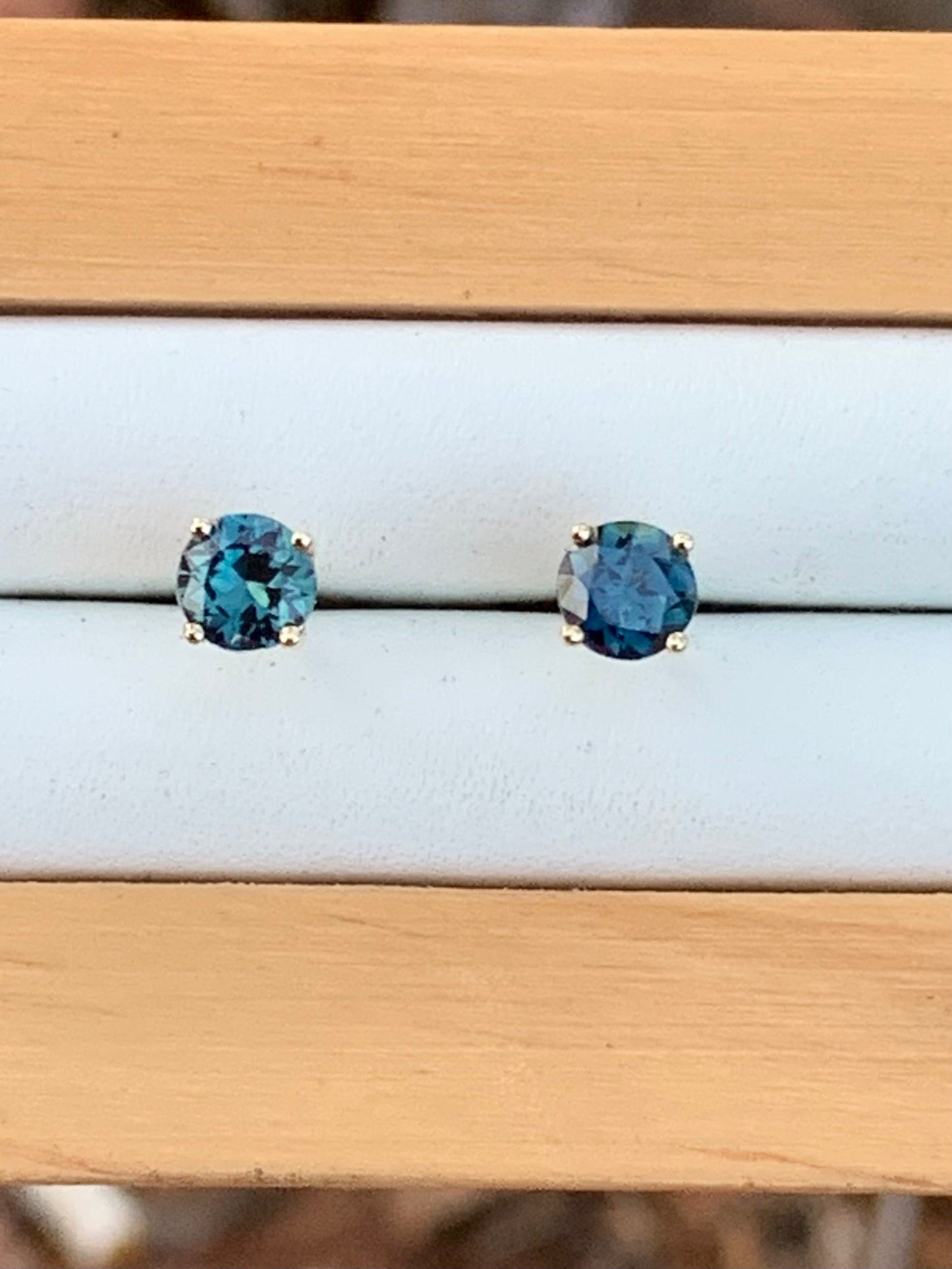 Blue Australian Sapphire Earrings ~ 4.5mm Gold Studs