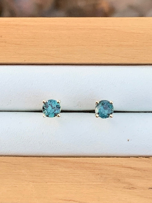 Blue Australian Sapphire Earrings ~ 3.5mm Gold Studs