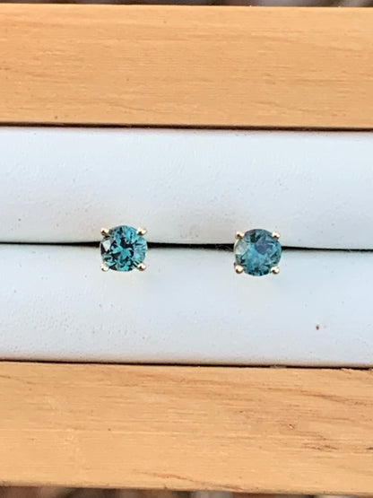 Blue Australian Sapphire Earrings ~ 3.5mm Gold Studs