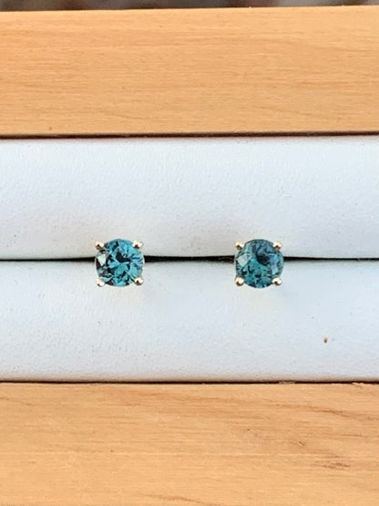 Blue Australian Sapphire Earrings ~ 3.5mm Gold Studs