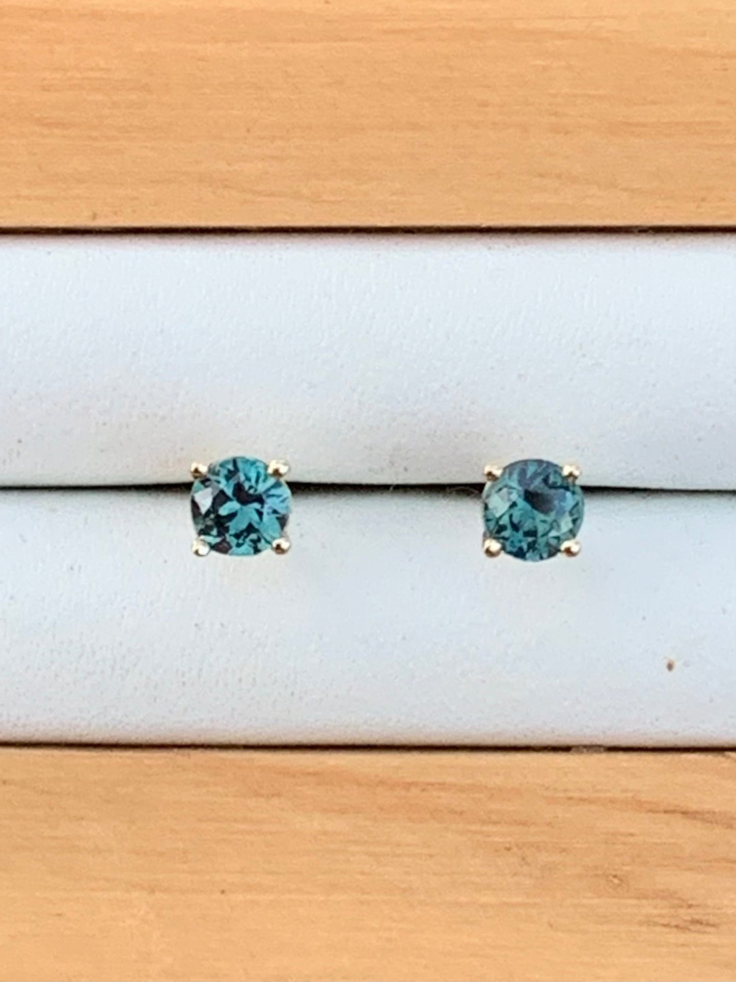 Blue Australian Sapphire Earrings ~ 3.5mm Gold Studs