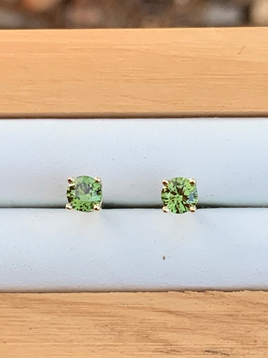 Green Australian Sapphire Earrings ~ 3.5mm Gold Studs