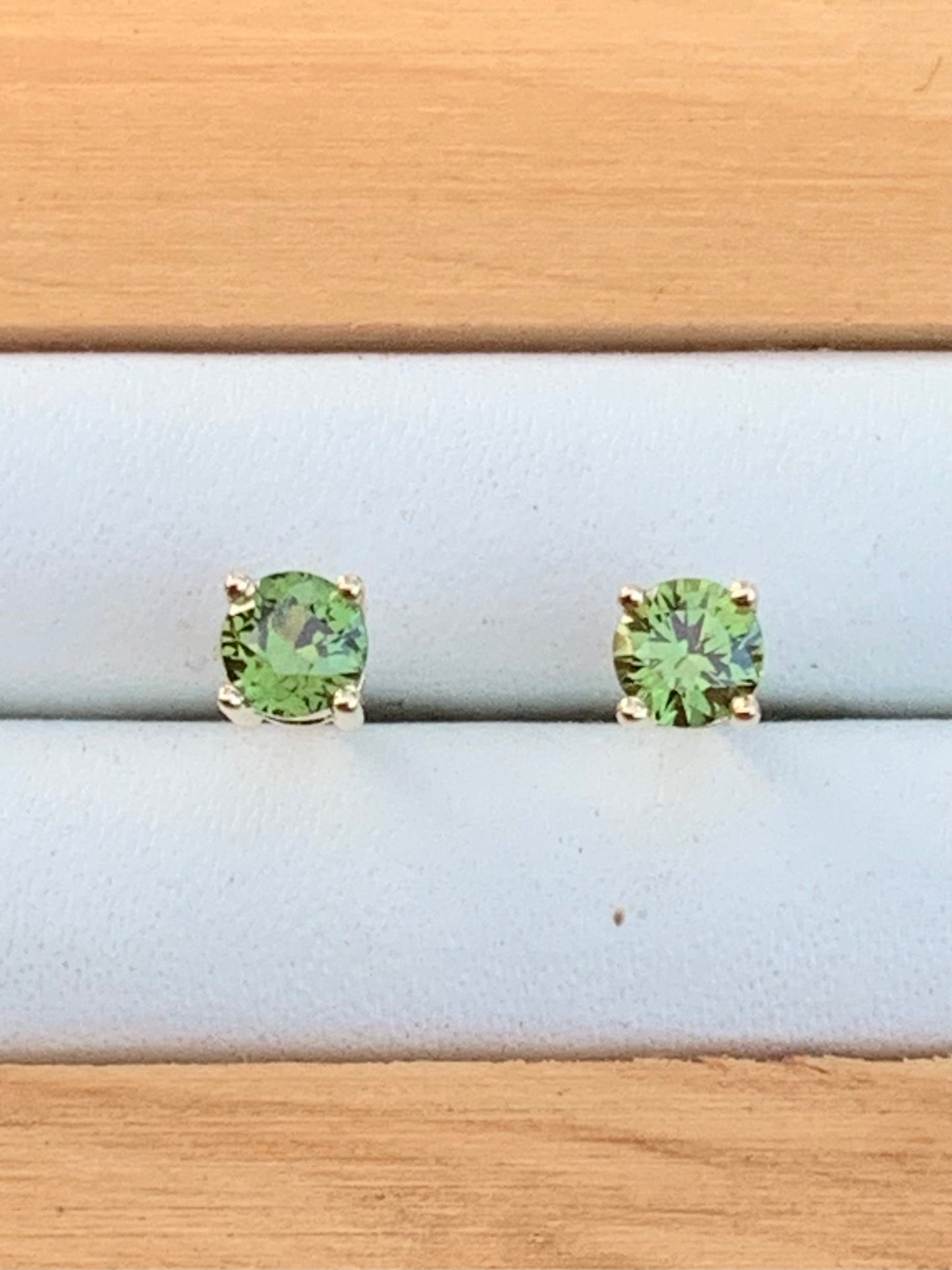Green Australian Sapphire Earrings ~ 3.5mm Gold Studs