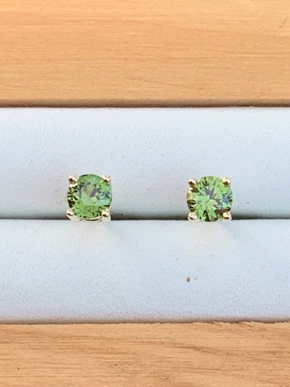 Green Australian Sapphire Earrings ~ 3.5mm Gold Studs