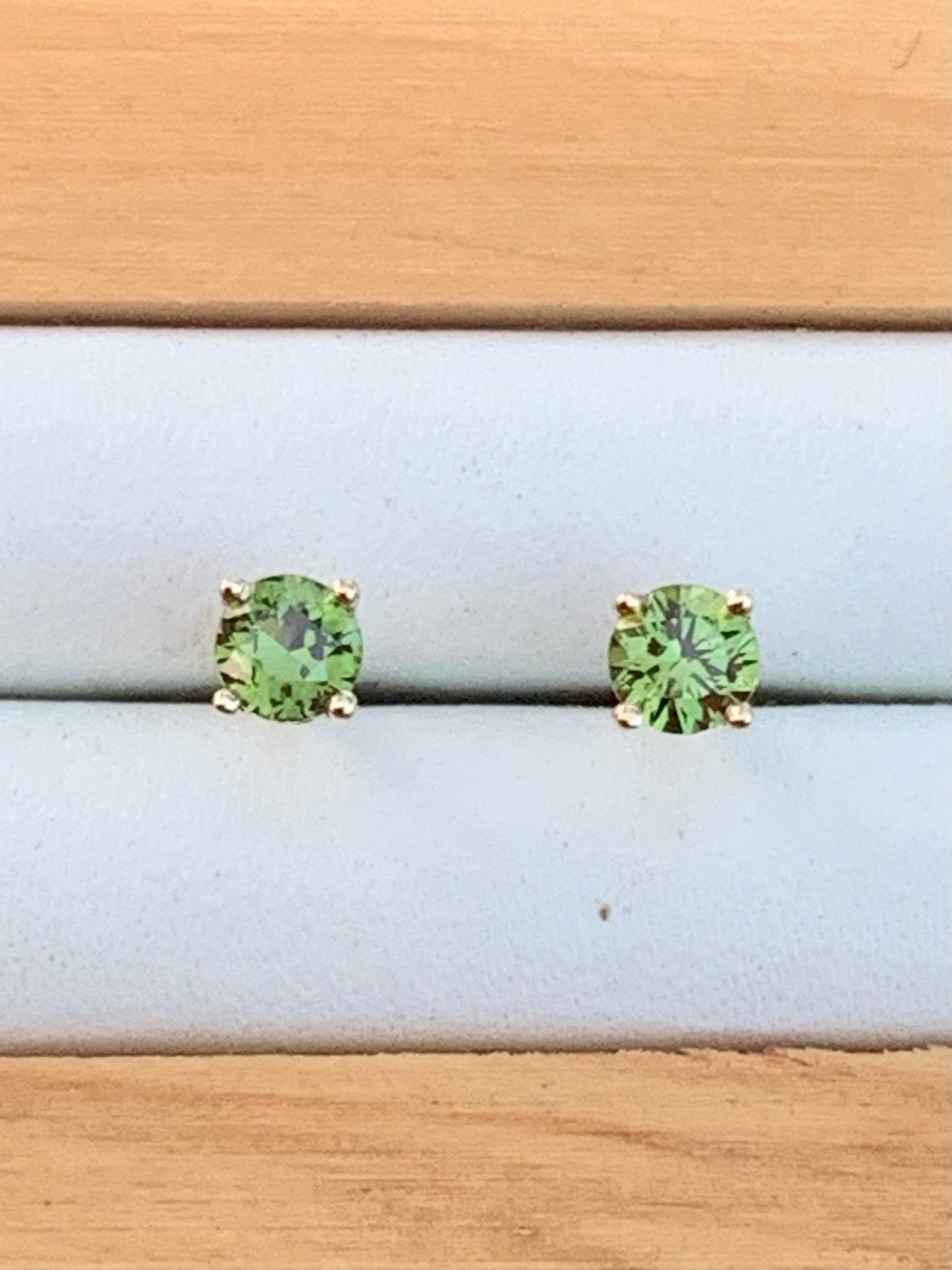 Green Australian Sapphire Earrings ~ 3.5mm Gold Studs