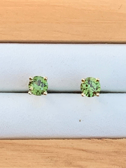 Green Australian Sapphire Earrings ~ 3.5mm Gold Studs