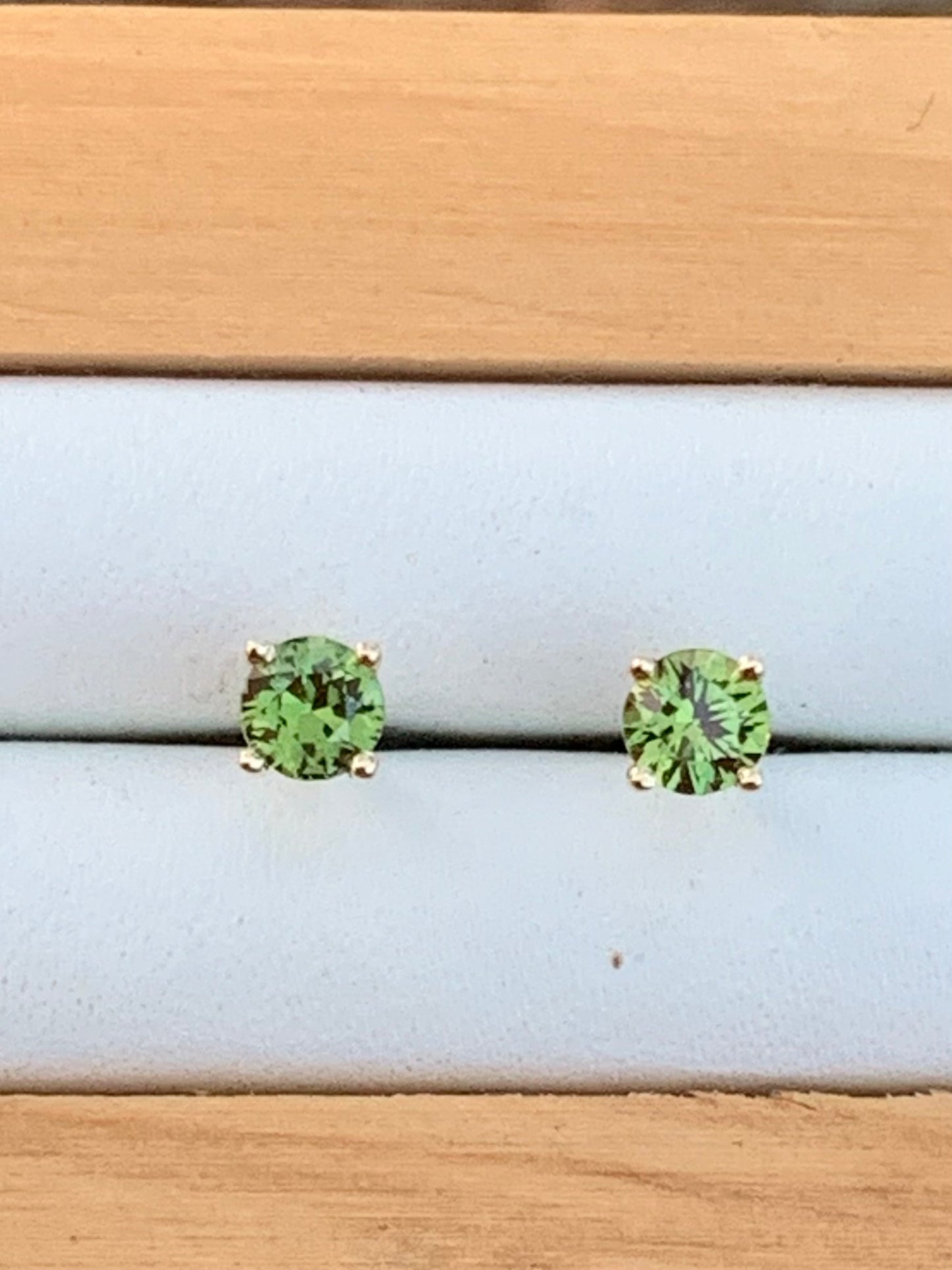 Green Australian Sapphire Earrings ~ 3.5mm Gold Studs