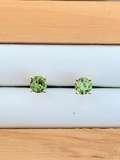 Green Australian Sapphire Earrings ~ 3.5mm Gold Studs