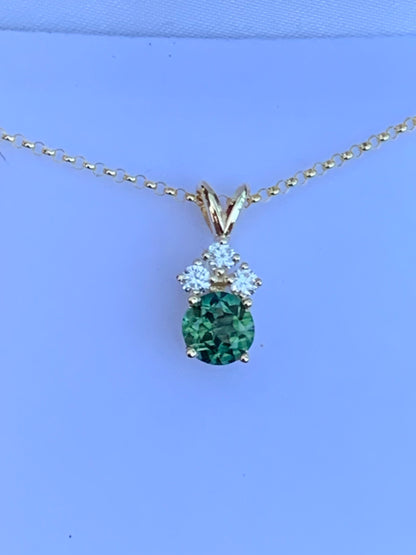 Teal Australian Sapphire and Diamond Necklace
