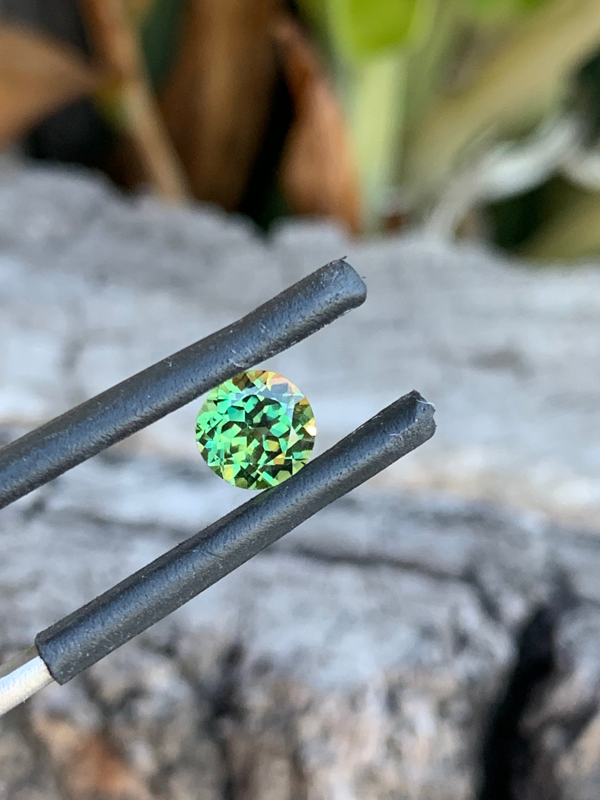 Light green sapphire gemstone with lively brilliance