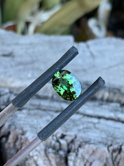 Green Australian sapphire in an oval cut