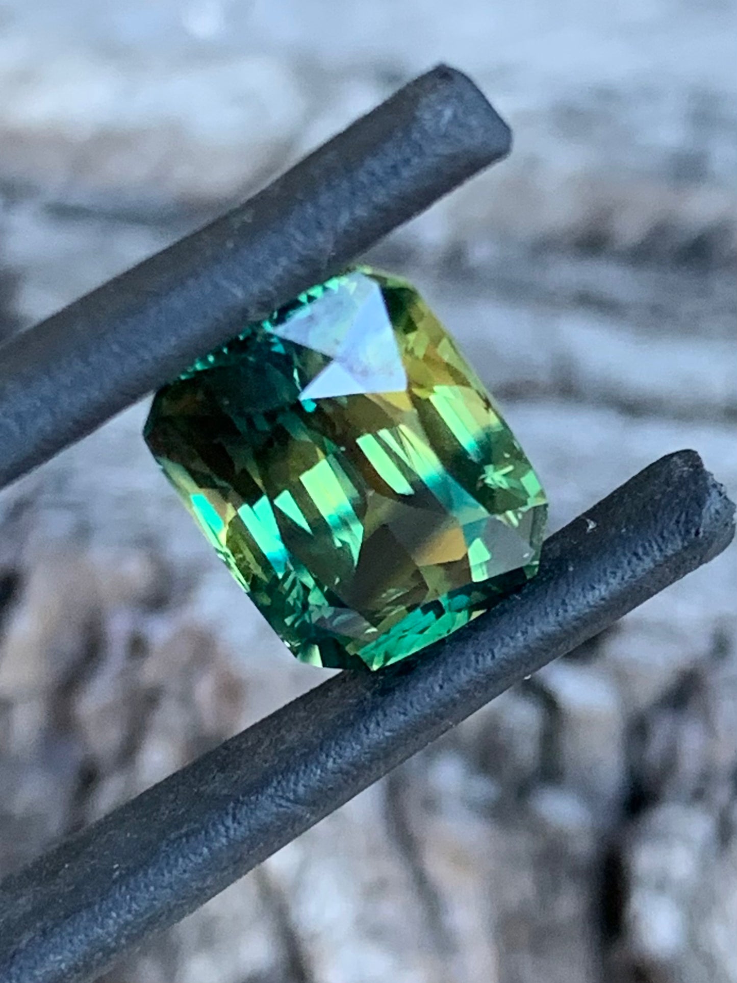 Unique Australian Parti Sapphire with yellow, blue green and teal
