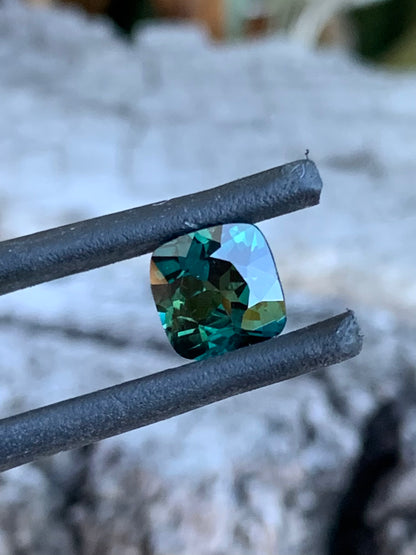 1.91ct teal parti Australian sapphire in a square cushion cut