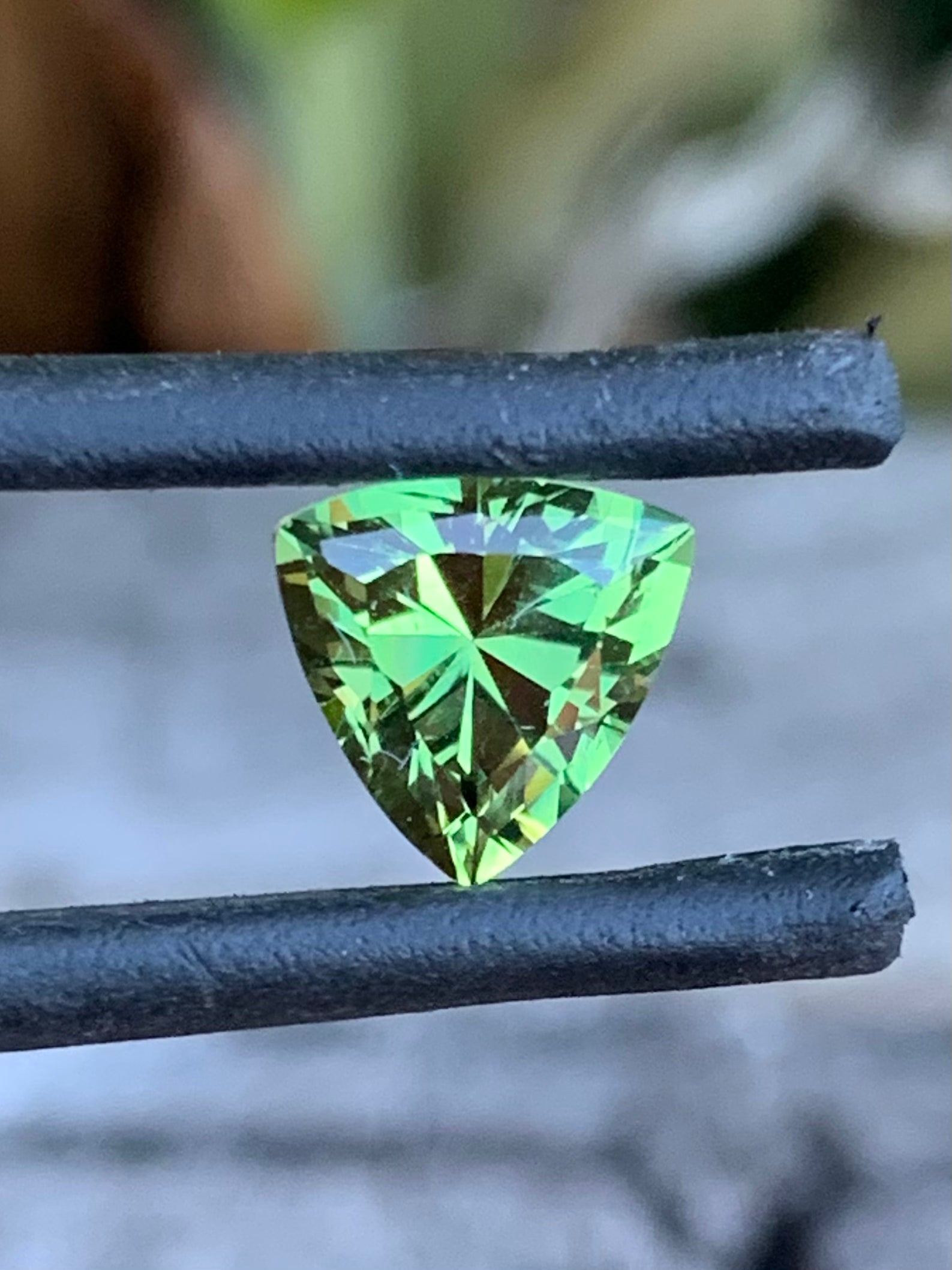 Light green sapphire gemstone with strong natural saturation