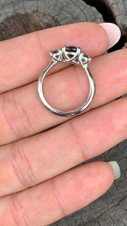 Side view of Australian Sapphire Engagement Ring