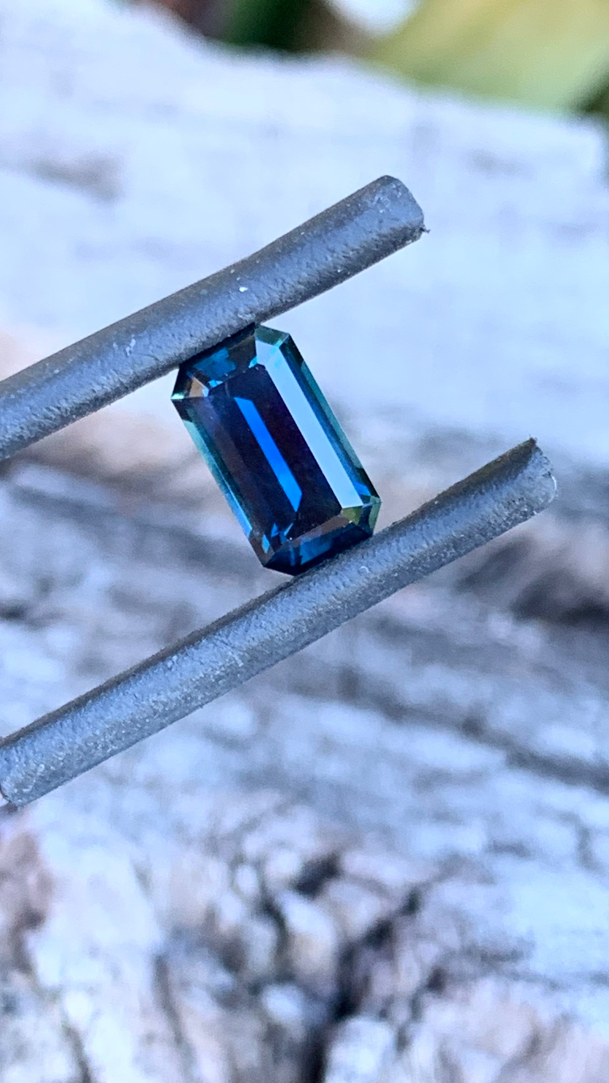 1.53ct emerald cut Australian sapphire with dark blue colour