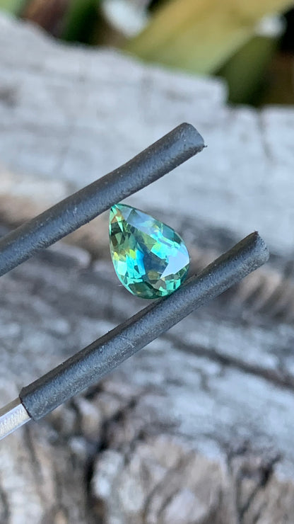 1.40ct pear shaped Australian sapphire with seafoam teal colour