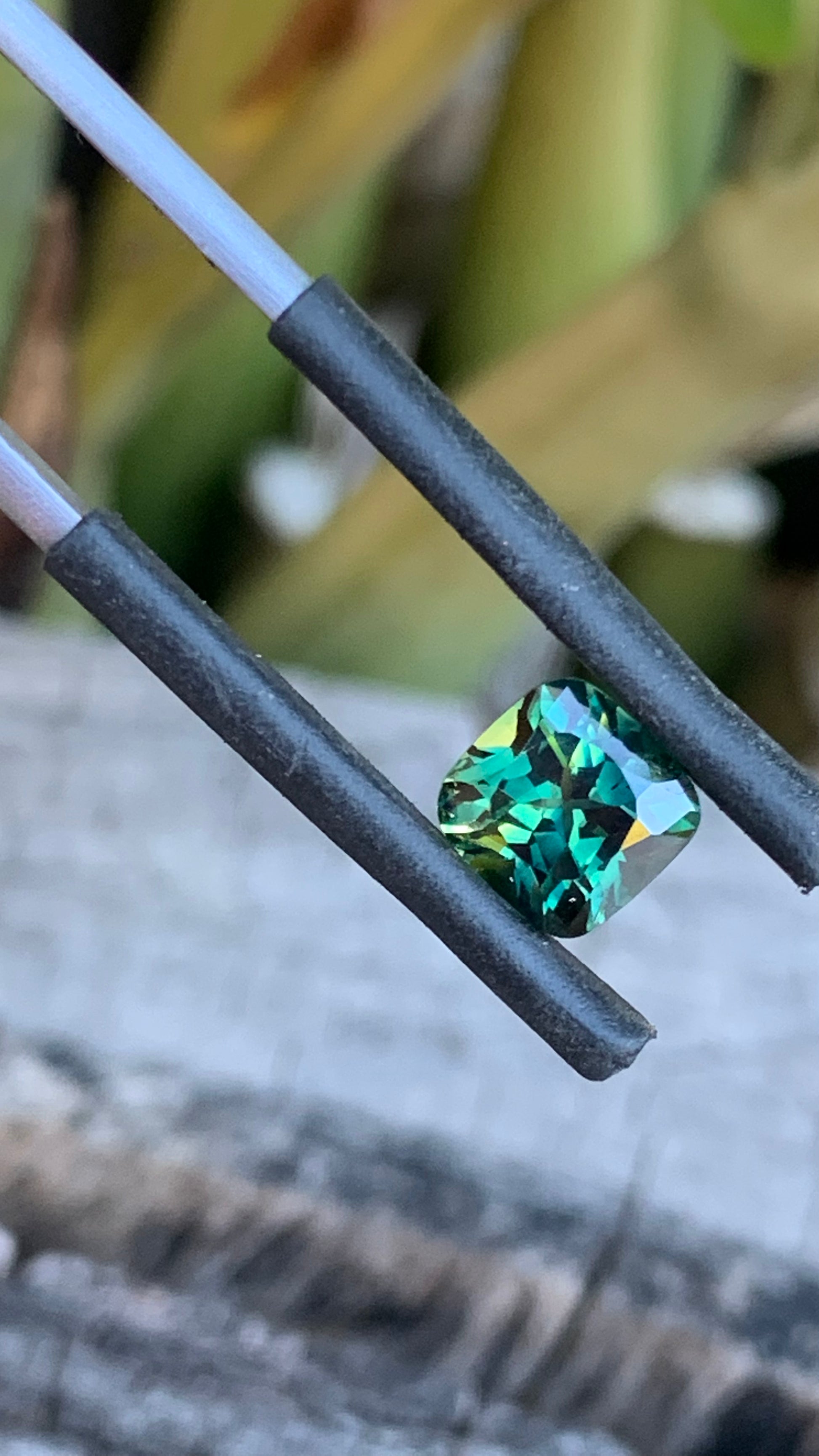 Natural Green parti square cushion Australian sapphire, 1.74ct