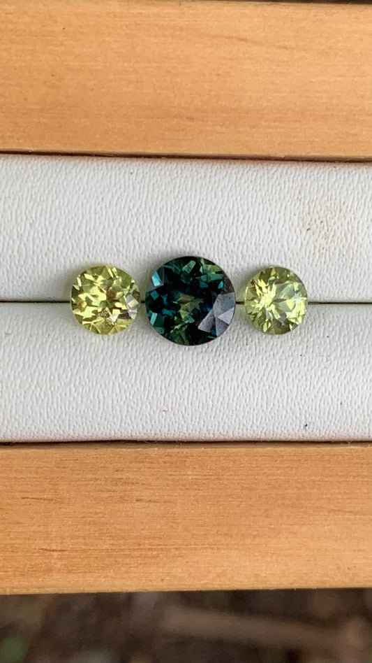 Blue Parti & Yellow Australian Sapphire Trilogy Set 2.01ct | Betteridge