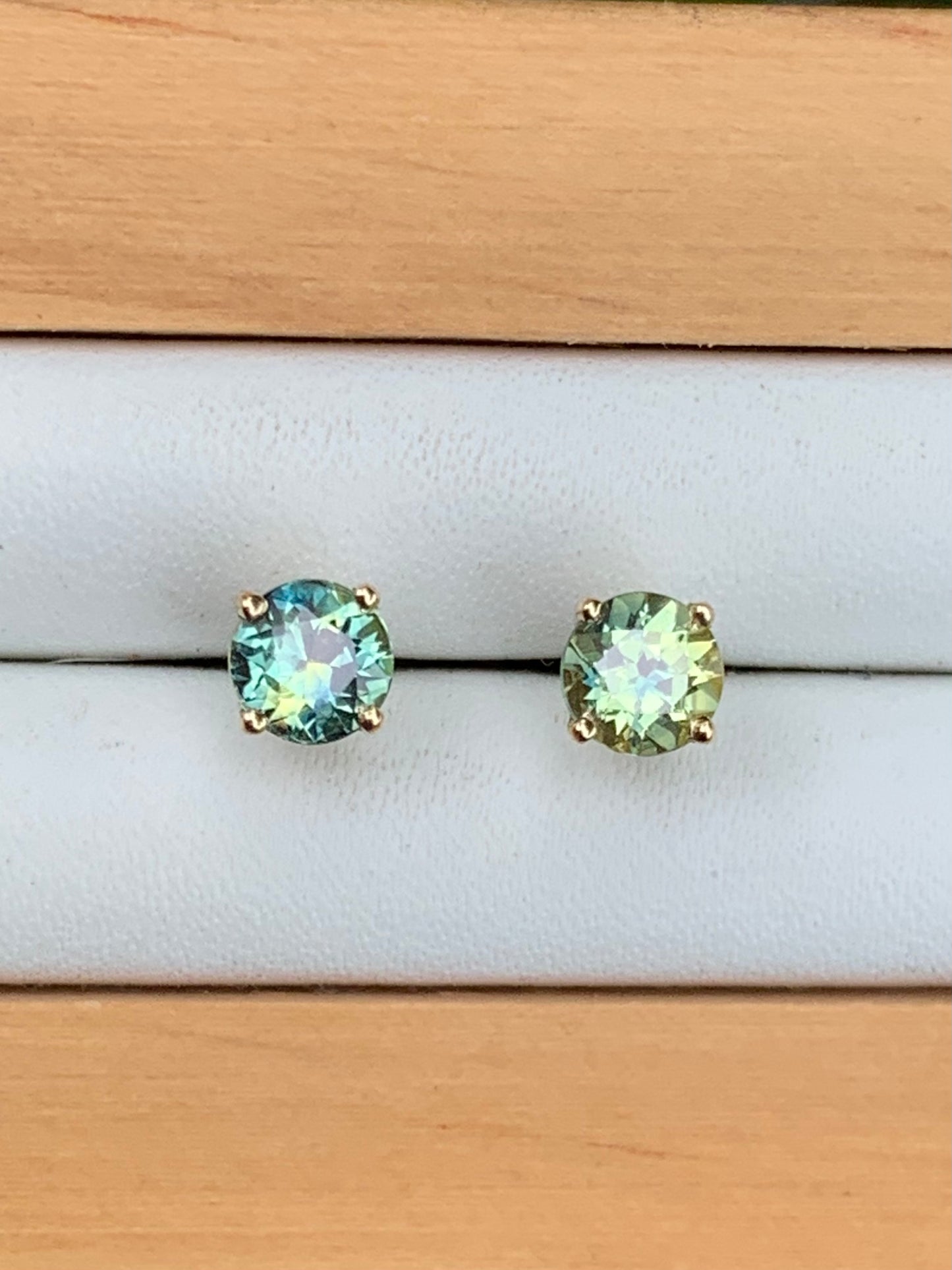 Australian Parti Sapphire Earrings ~ 4.5mm Gold Studs