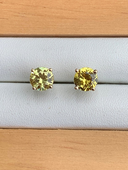 Yellow Australian Sapphire Earrings ~ 4.5mm Gold Studs