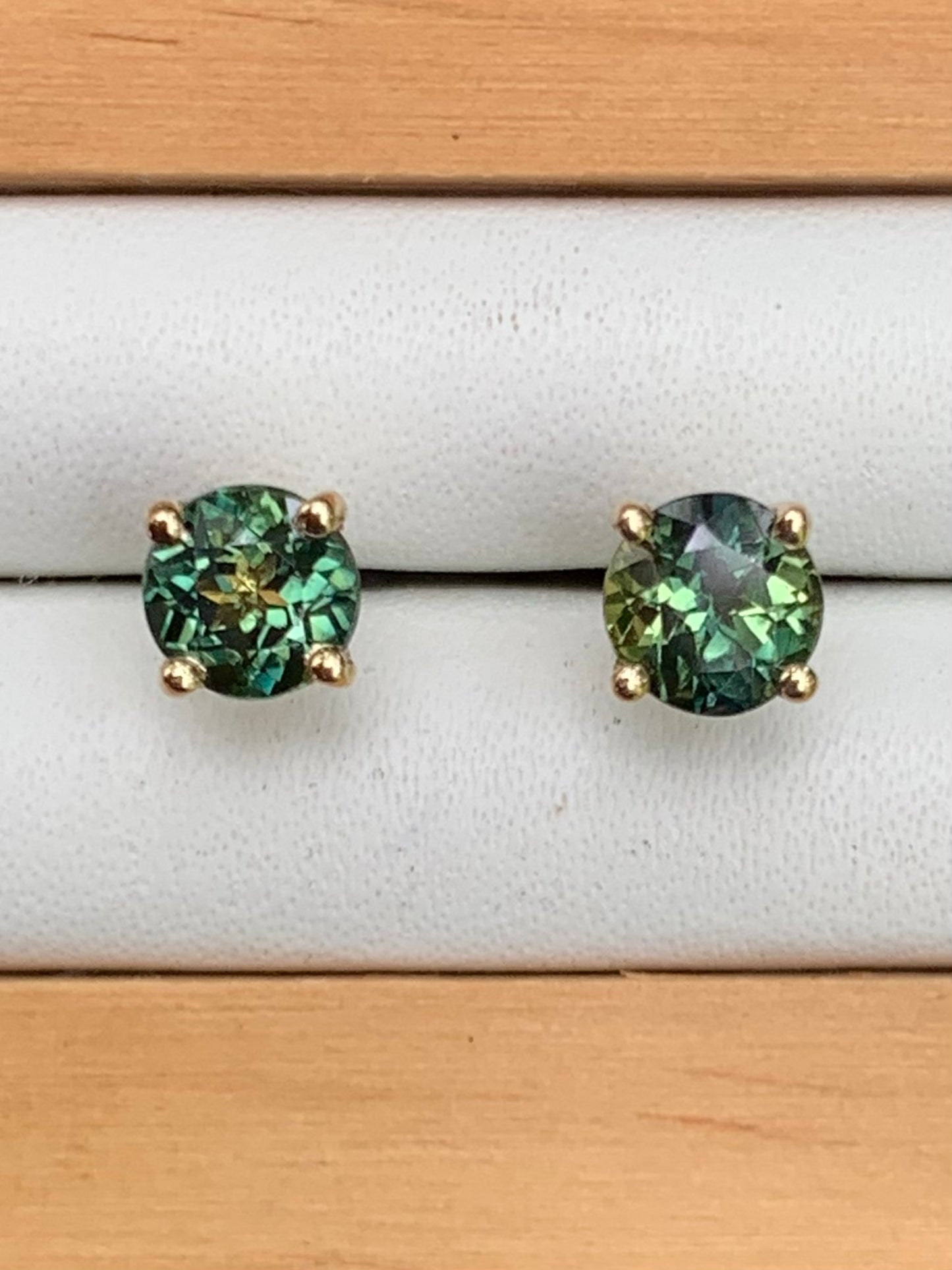 Teal Australian Sapphire Stud Earrings