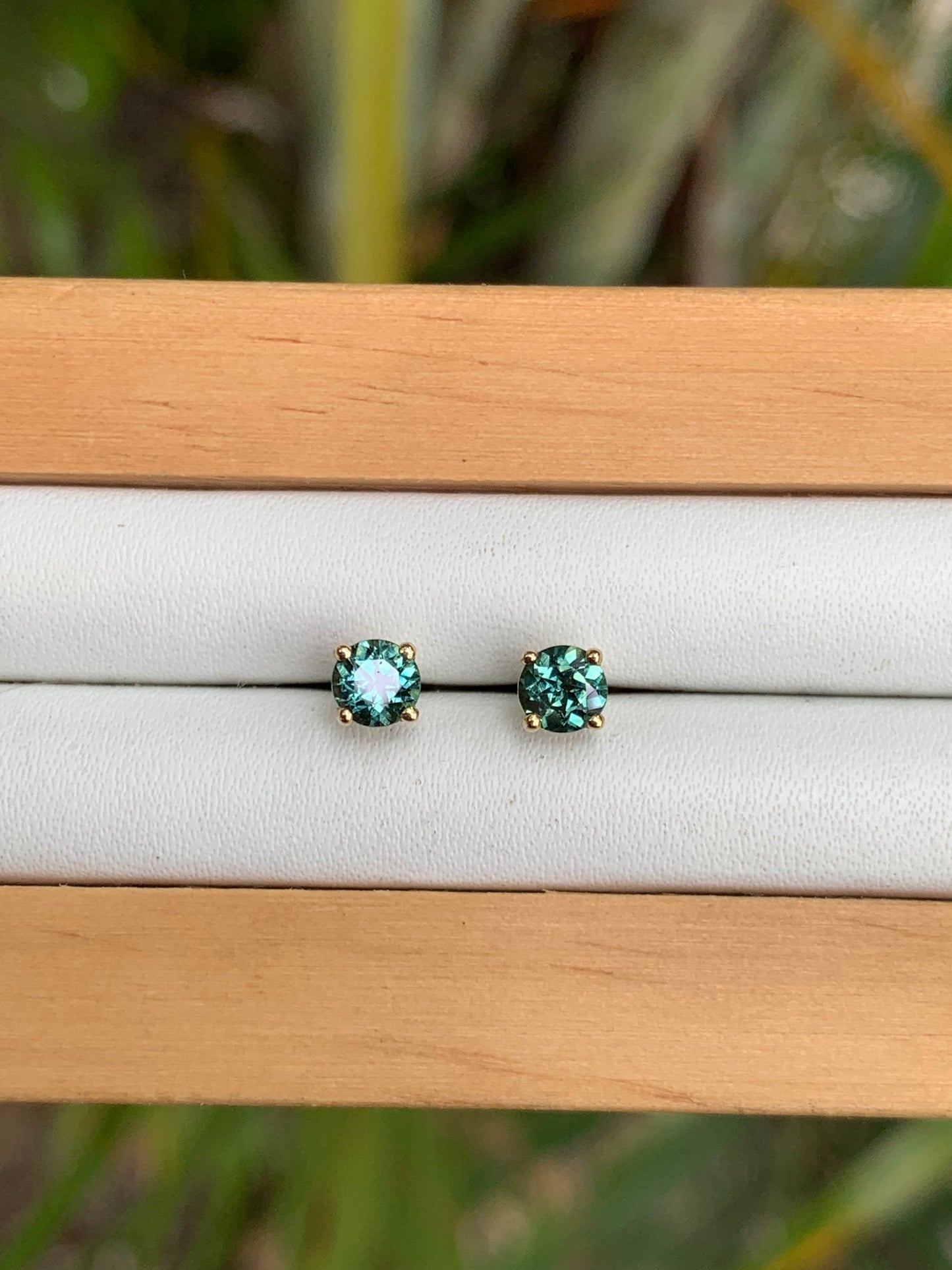 Blue Australian Sapphire Earrings ~ 4mm Gold Studs