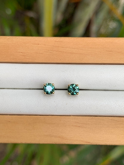 Blue Australian Sapphire Earrings ~ 4mm Gold Studs