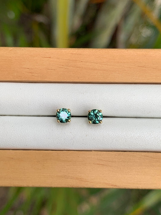 Blue Australian Sapphire Earrings ~ 4mm Gold Studs