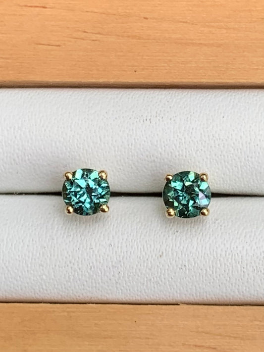 Blue Australian Sapphire Earrings ~ 4mm Gold Studs