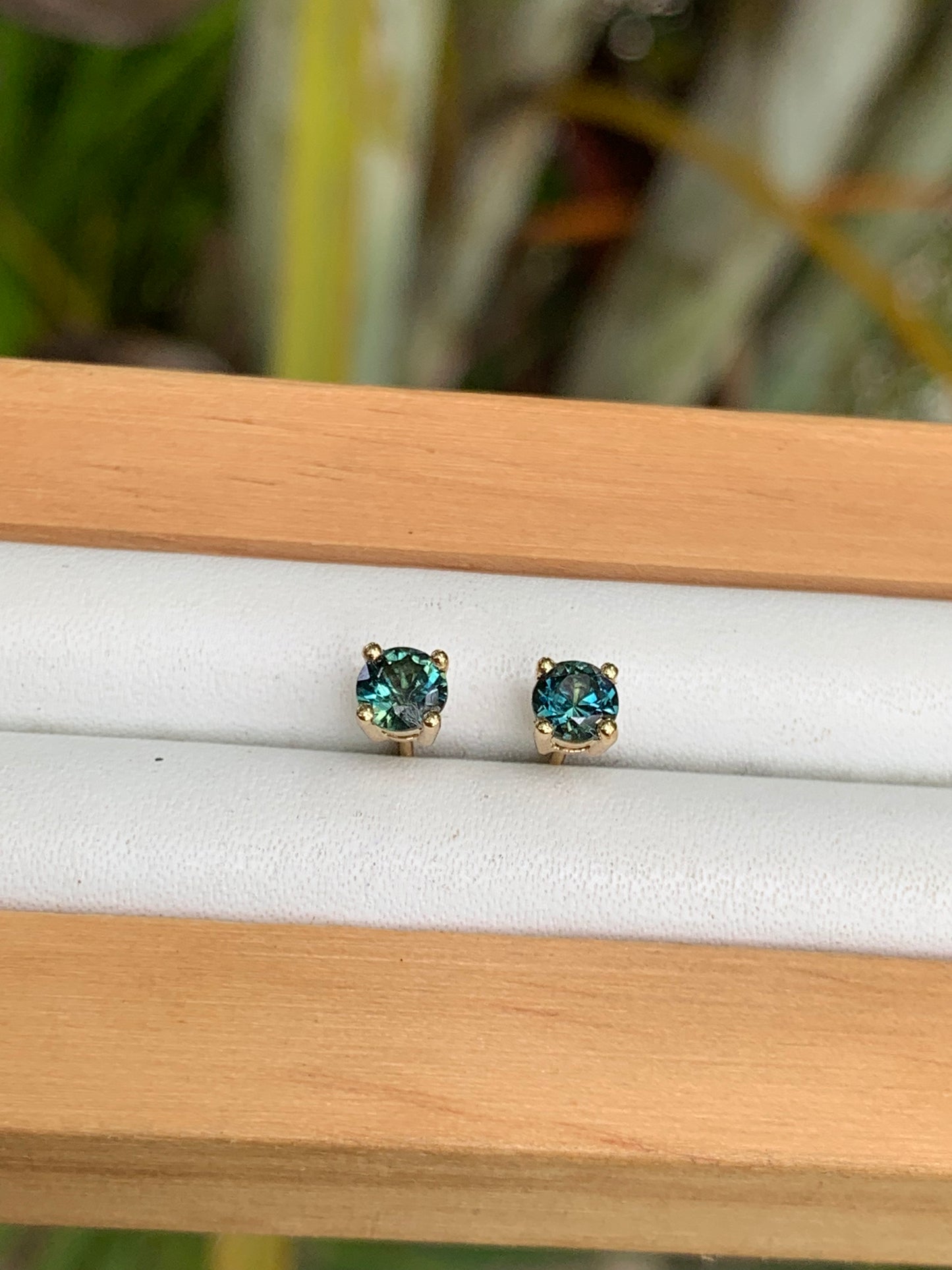 Side view of Australian Sapphire Stud Earrings