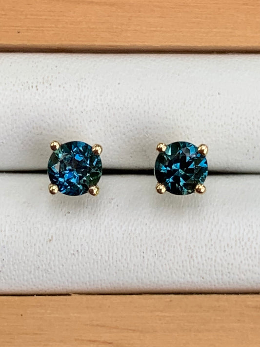 Blue Australian Sapphire Stud Earrings