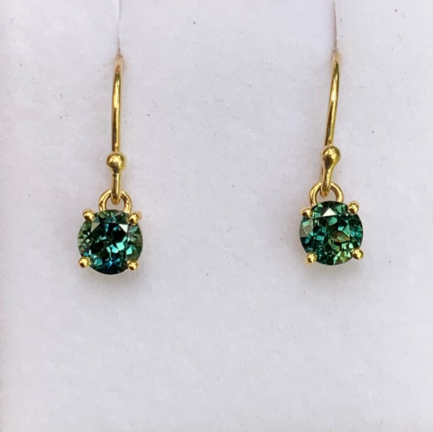 1.61ct Teal Australian Parti Sapphire Drop Earrings