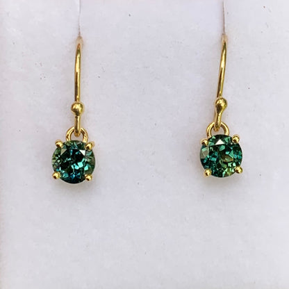 1.61ct Teal Australian Parti Sapphire Drop Earrings