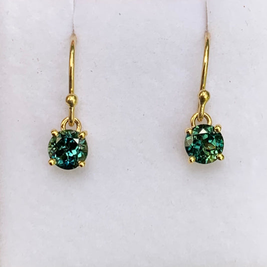 1.61ct Teal Australian Parti Sapphire Drop Earrings