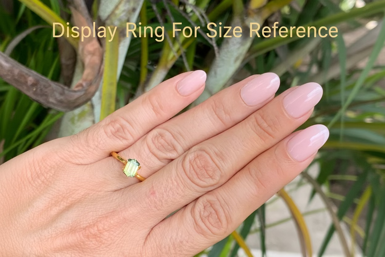 On hand photo of 1.36ct yellow parti sapphire with blue edges unheated Queensland gemstone