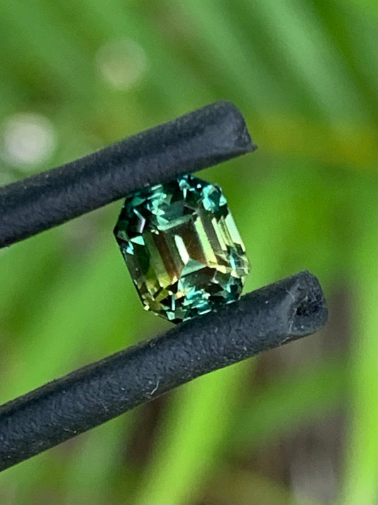 1.08ct unheated Australian yellow green parti sapphire emerald cut gemstone
