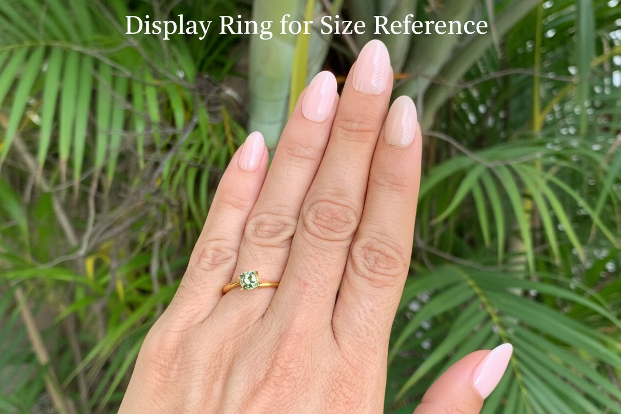 on hand photo 0.88ct yellow green parti sapphire unheated Queensland gemstone