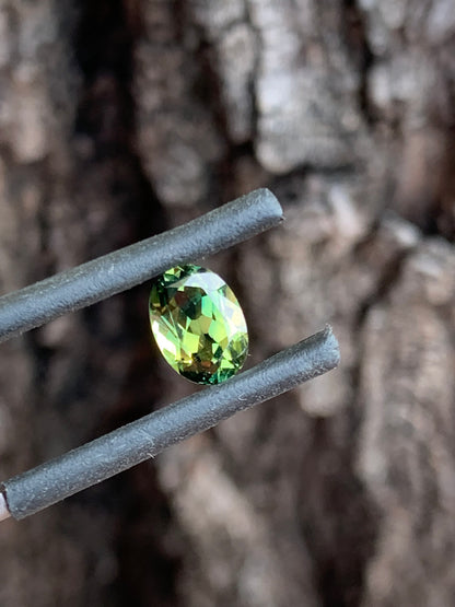oval Australian parti sapphire yellow centre green edges natural gemstone 1.46ct