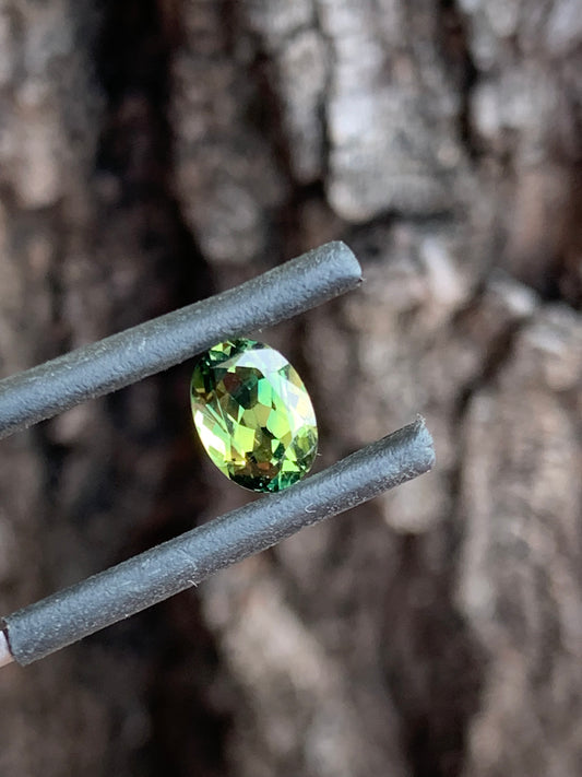 oval Australian parti sapphire yellow centre green edges natural gemstone 1.46ct