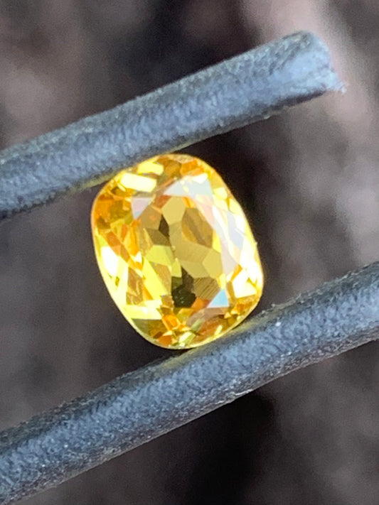 1.22ct unheated Australian yellow sapphire cushion cut vivid gemstone
