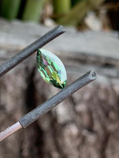 close up 2.38ct green sapphire loupe clean unheated Queensland gemstone