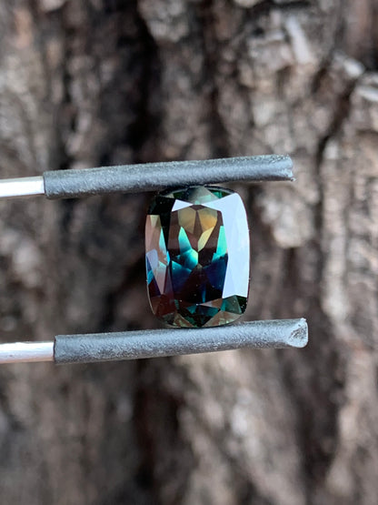Australian sapphire cushion cut large natural parti stone with colour zoning