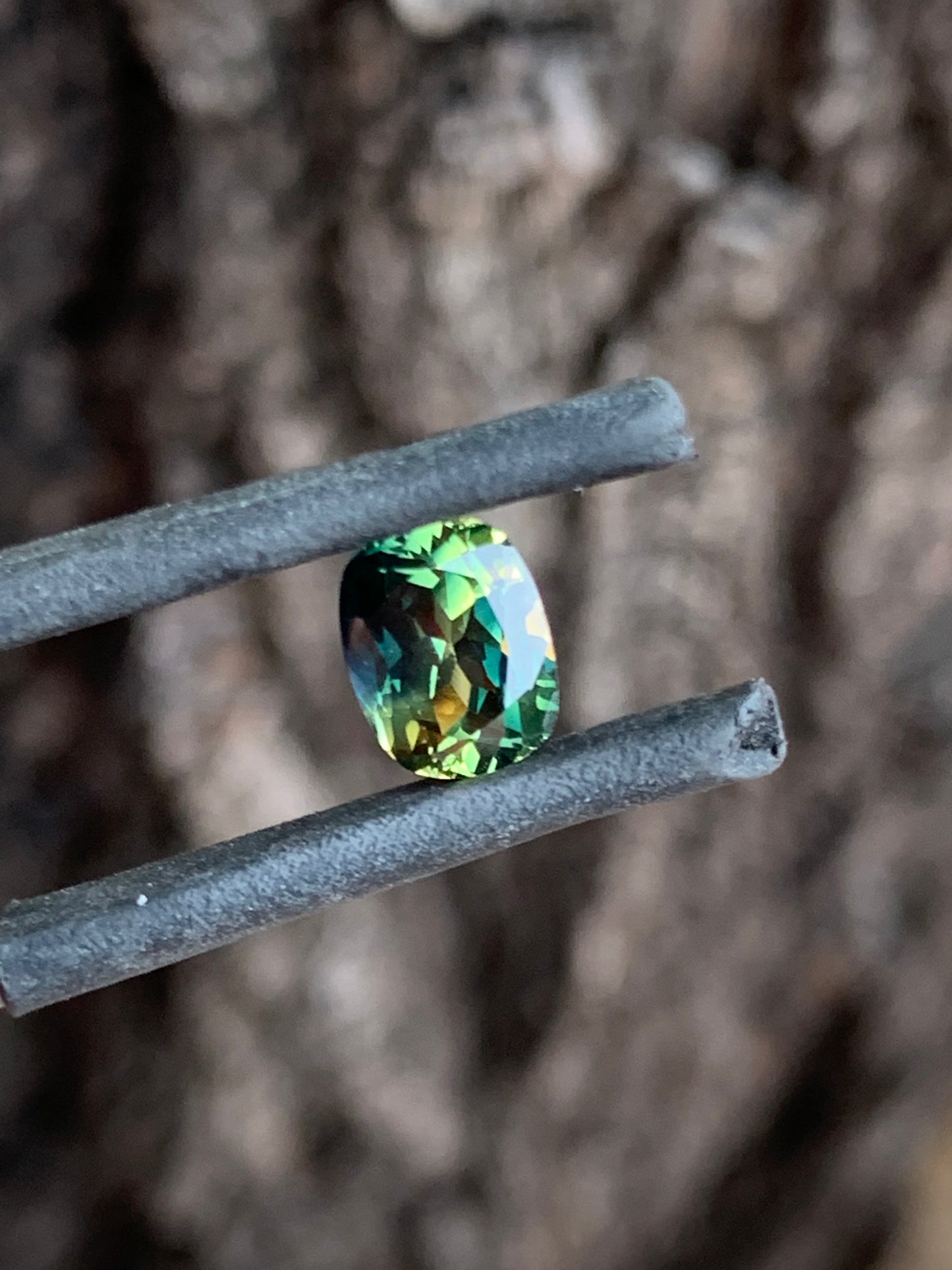 cushion cut teal parti sapphire yellow zoning natural Australian gemstone 1.46ct