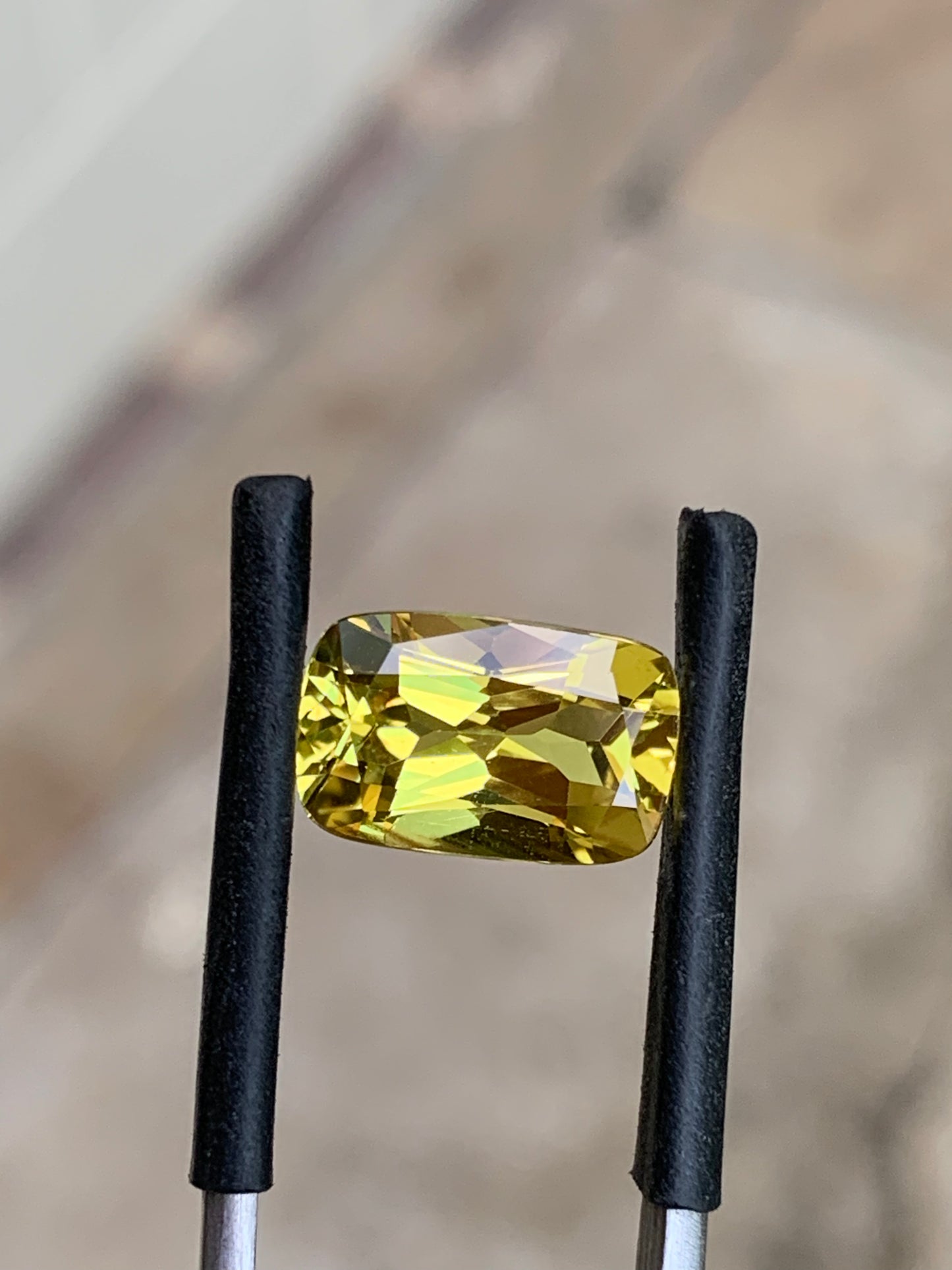 Natural pure yellow sapphire from Australia photographed in natural lighting