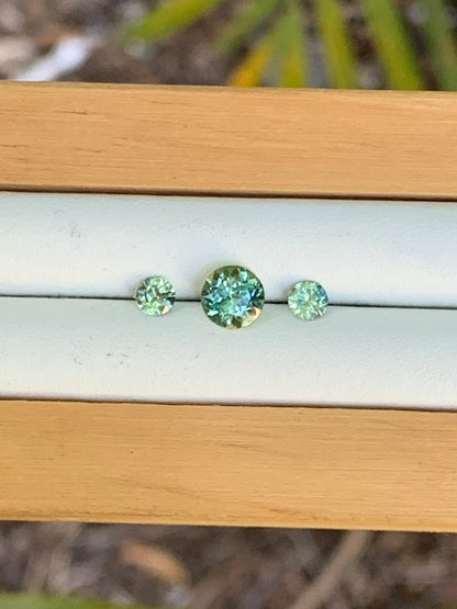 Teal Australian Parti Sapphire Trilogy Set ~ 1.29ct