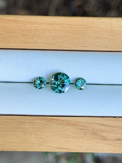 Matched teal parti Australian sapphires from the Central Queensland Gemfields